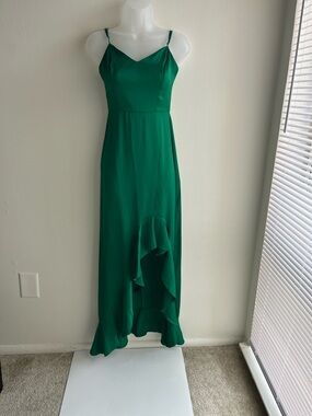 Lipsy Green Ruffle High-Low Slip Dress Ruffle Hem Size 2 Small
